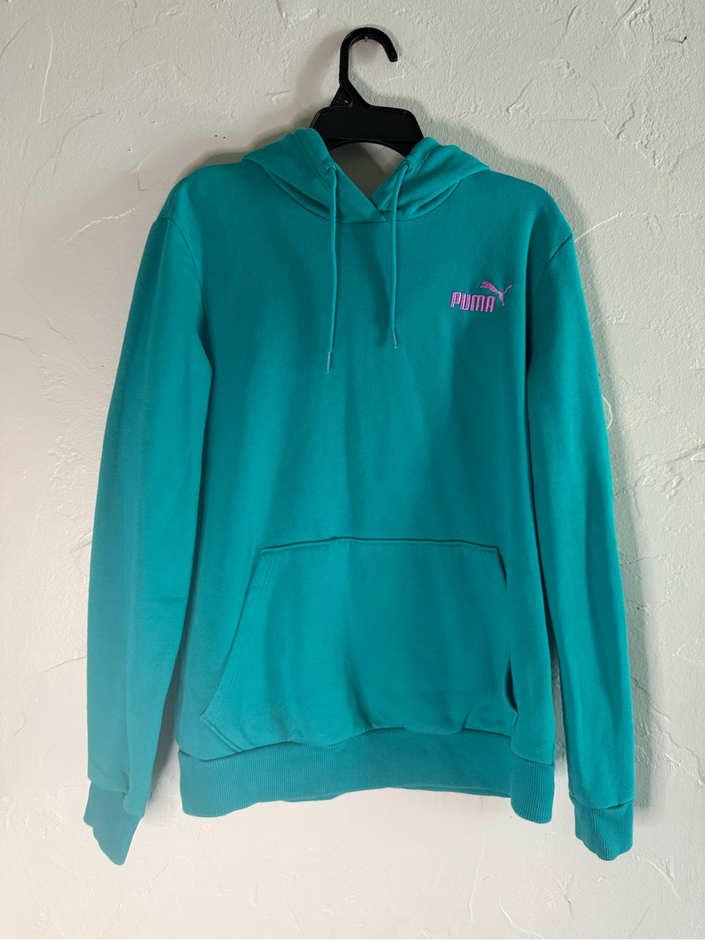 Puma Teal Crewneck Hoodie with Pink Logo